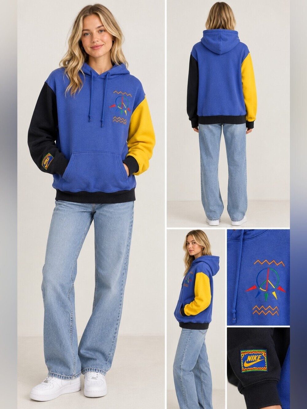 NIKE Urban Jungle Gym Throwback Retro 90's Hoodie Size M Colorblock